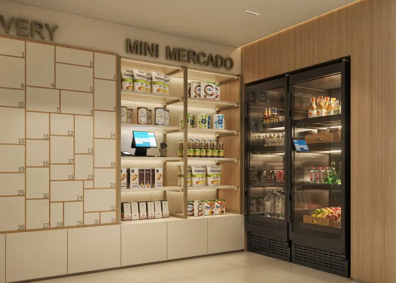 Minimercado e espaço delivery do Be in Rio Nascimento Silva 45